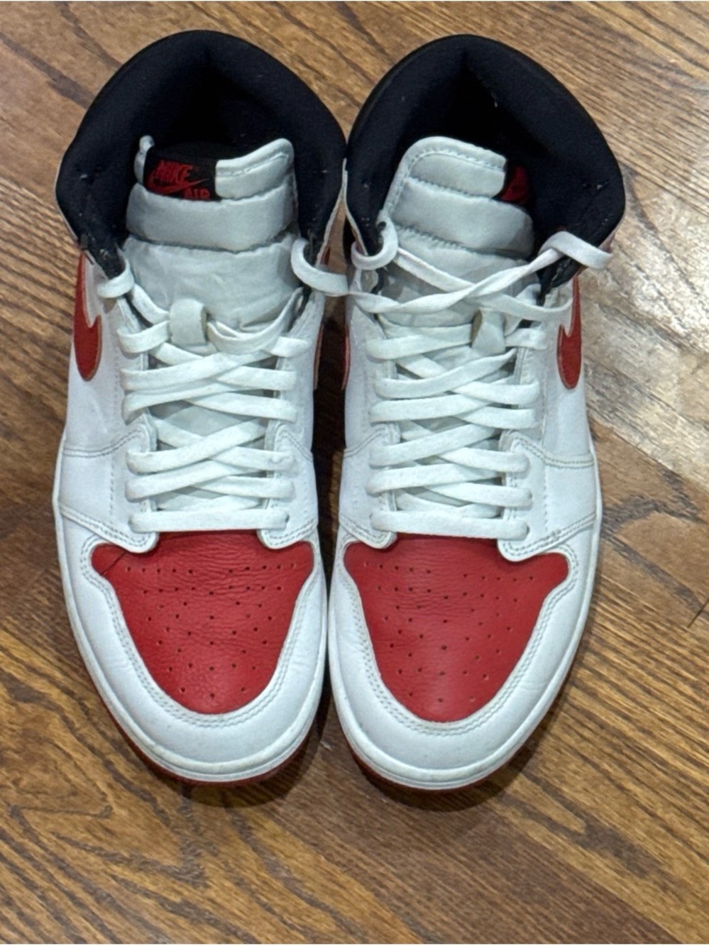 Nike Jordan Men’s White and Red High-Top Sneakers SIZE 11